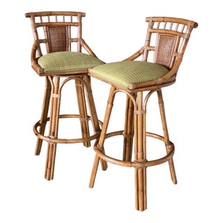 Coastal Rattan Braxton Culler Barstools - a Pair For Sale