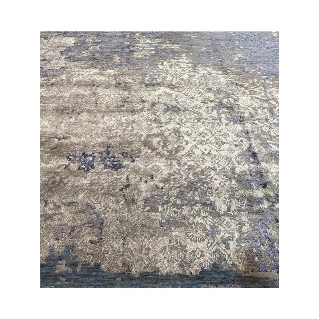Gray Handwoven Modern Abstract Area Rug 12x15 For Sale - Image 8 of 12
