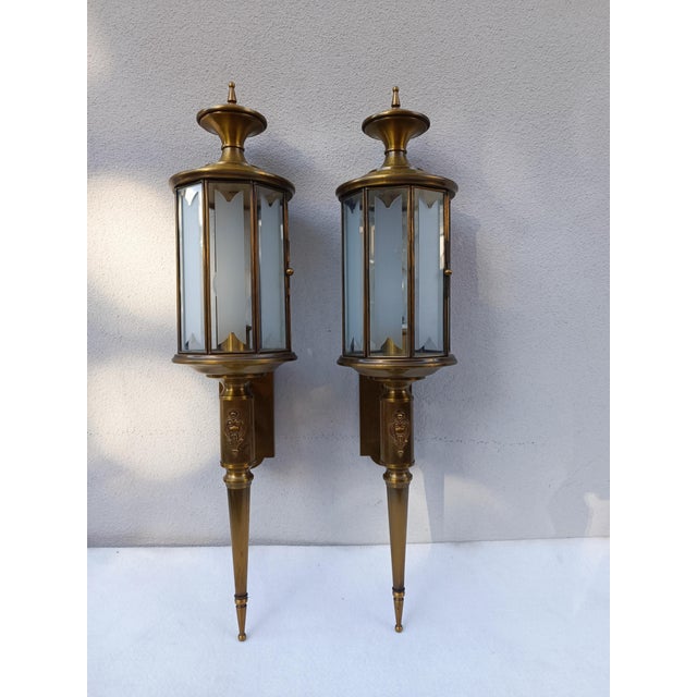 Gilt Bronze and Glass Wall Lamps, 1960s, Set of 2 For Sale - Image 9 of 9