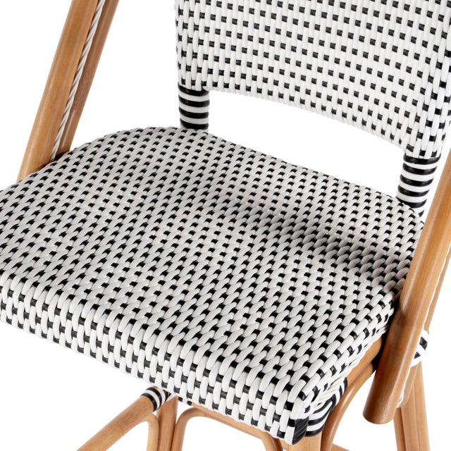 2020s Lila Rattan 28 in. Seat Height Bar Stool with Back and Footrest, Black For Sale - Image 5 of 9