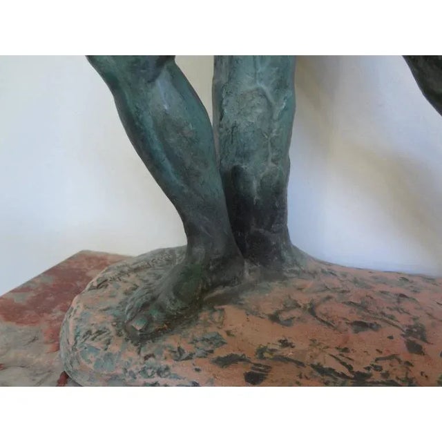 Metal Period French Art Deco Terracotta Sculpture, Signed Bargas For Sale - Image 7 of 9