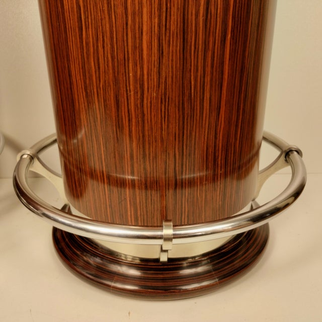 Mid-Century Italian Art Deco Style Rosewood Bar Stools, 1970s, Set of 2 For Sale - Image 12 of 15