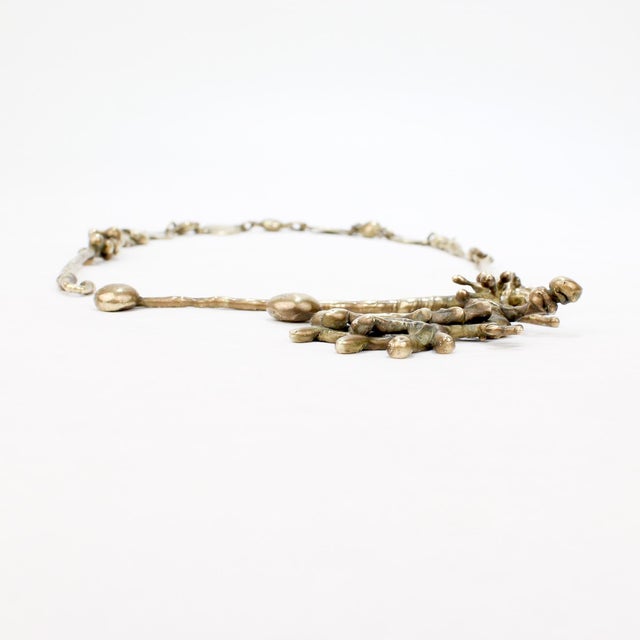 Metal Mid-Century Modern Brass Brutalist Necklace For Sale - Image 7 of 12