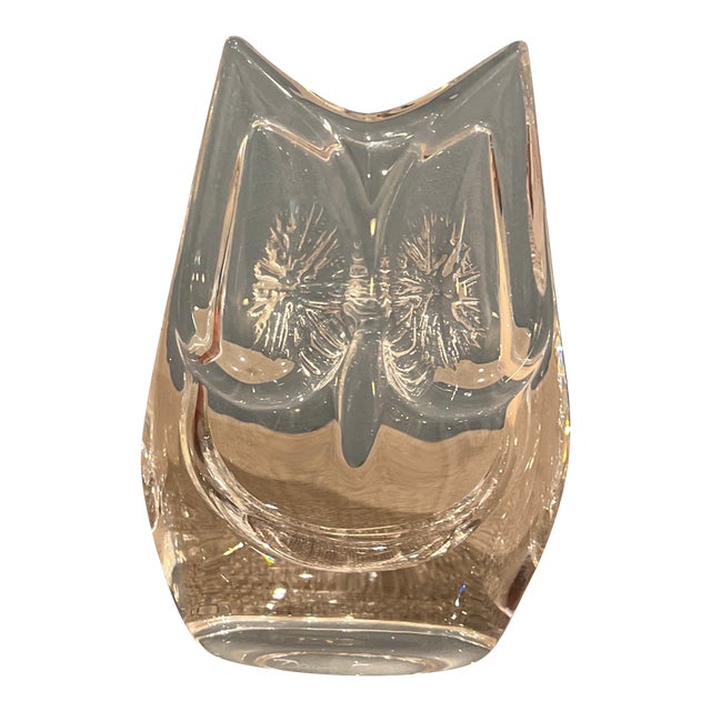 Vintage Large Daum France Crystal Owl Sculpture Paperweight - 5.5” For Sale