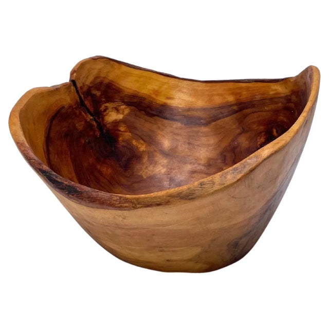 French Riviera Style Brown Bowl in Olive Wood, 1960 For Sale - Image 7 of 7