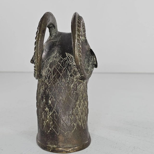 Figurative Vintage Horned Serpent Ram Goat Head Finnial Candle Snuffer Brass Pima Story For Sale - Image 3 of 9