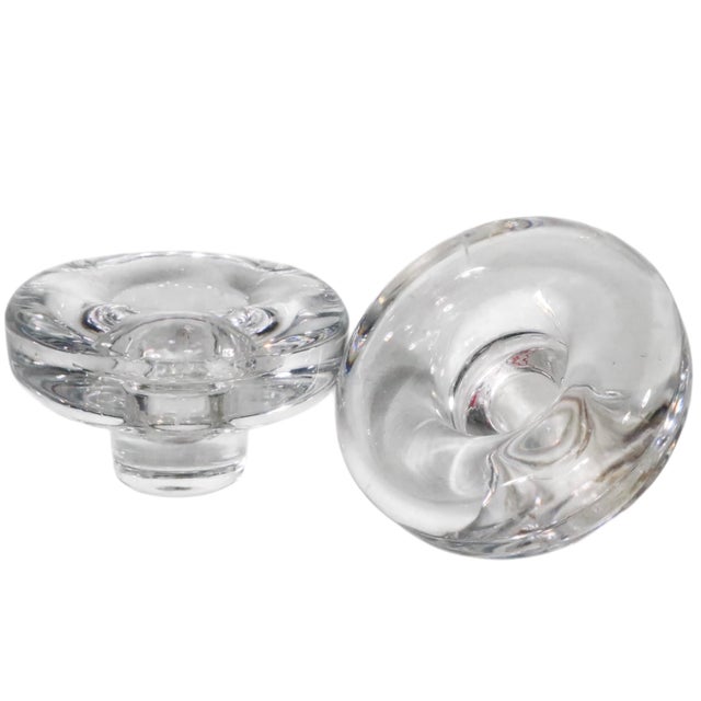 Glass Late 20th Century Pr. Dansk Crystal Glass Candlesticks Designed by Jens Quistgaard For Sale - Image 7 of 8