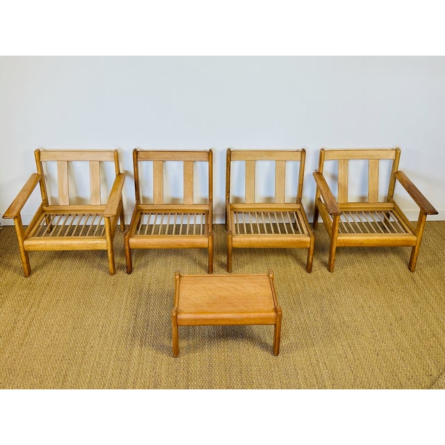 Pierre Chapo Vintage Scandinavian Oak and Corduroy Modular Living Room Set by Afra & Tobia Scarpa, 1960s, Set of 5 For Sale - Image 4 of 18