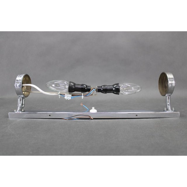 Czechoslovak Art Deco Bauhaus Tubular Chrome Wall Light with Milk Glass Shade, 1930s For Sale - Image 4 of 13