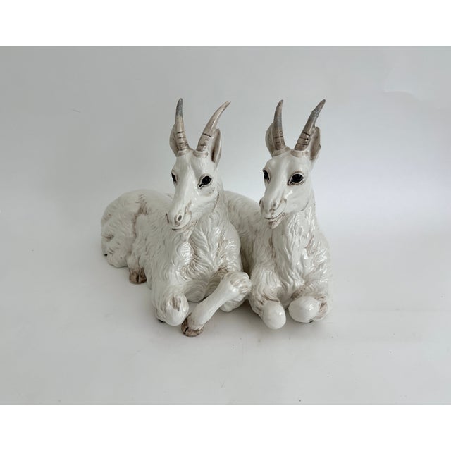 Italian Mid-Century Italian Ronzan Ceramic Double Mountain Goat Sculpture For Sale - Image 3 of 9