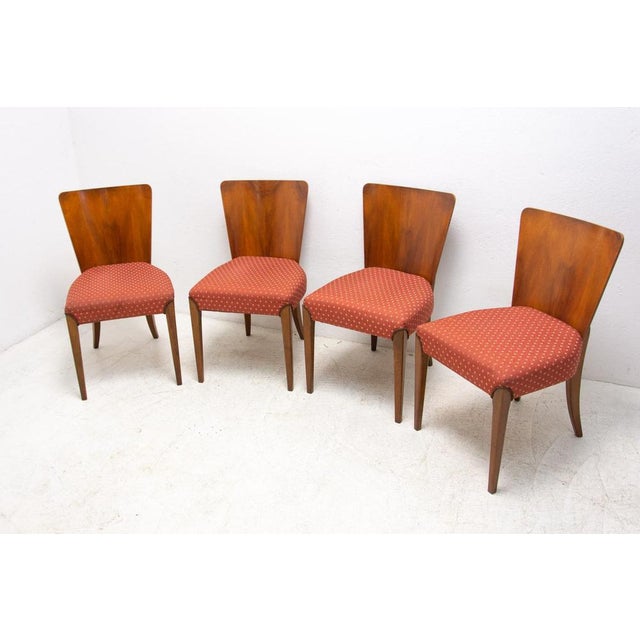 1950s Art Deco H-214 Dining Chairs by Jindrich Halabala for ÚP Závody, 1950s, Set of 4 For Sale - Image 5 of 18