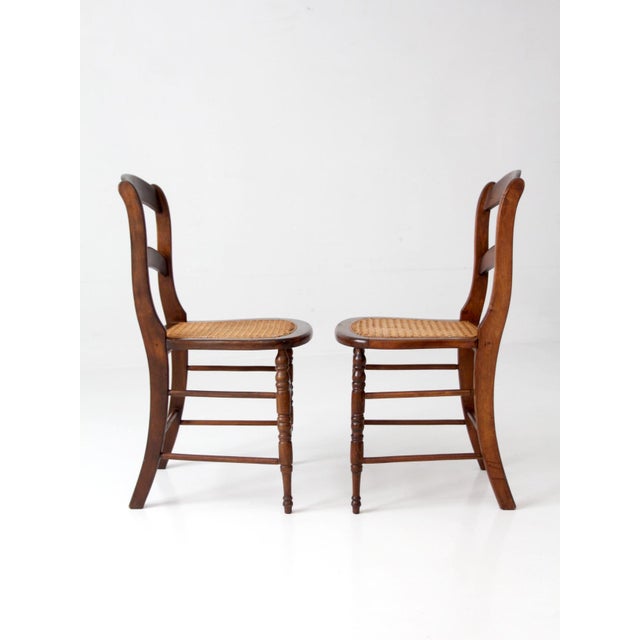 Antique Cane Seat Dining Chairs Pair For Sale - Image 11 of 11