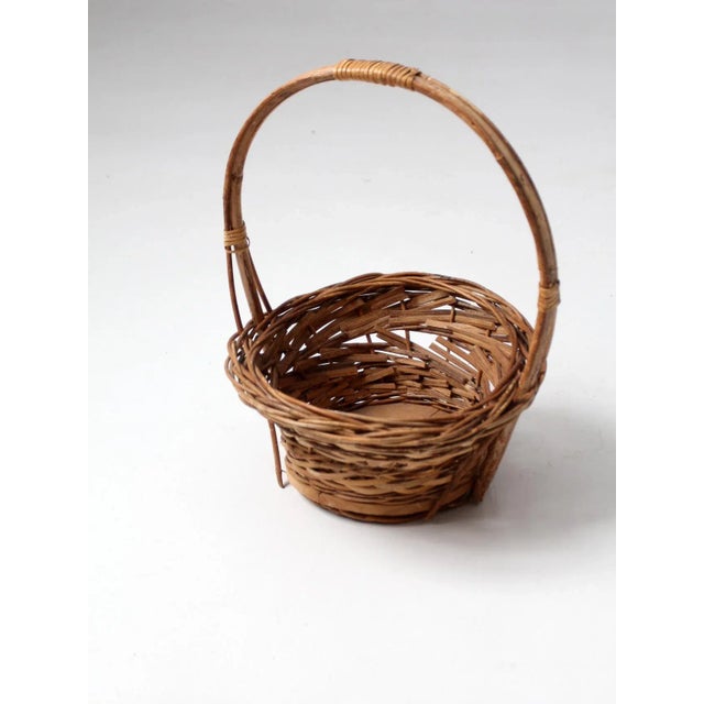 Vintage Woven Handle Basket For Sale - Image 10 of 11