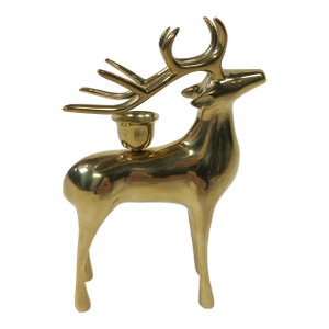 Modern Brass Deer Stag Candlestick Holder