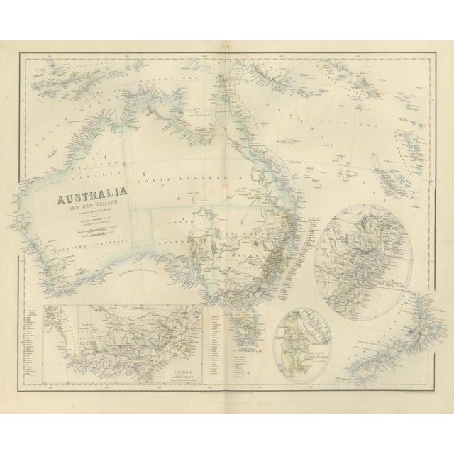 Brown Antique Map of Australia and New Zealand with Mount Alexander Inset, 1860 For Sale - Image 8 of 8
