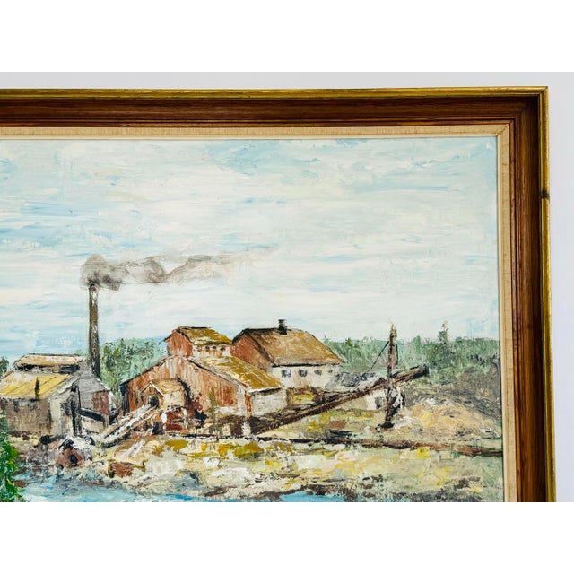 Vintage 1960s Impressionist Framed Grist Mill Oil Painting For Sale - Image 4 of 8