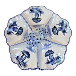 1970's Italian Majolica Oyster Style Mushroom Platter For Sale