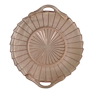 Pink Depression Glass Serving Tray Sierra Pinwheel Jeannette Glass Co. For Sale