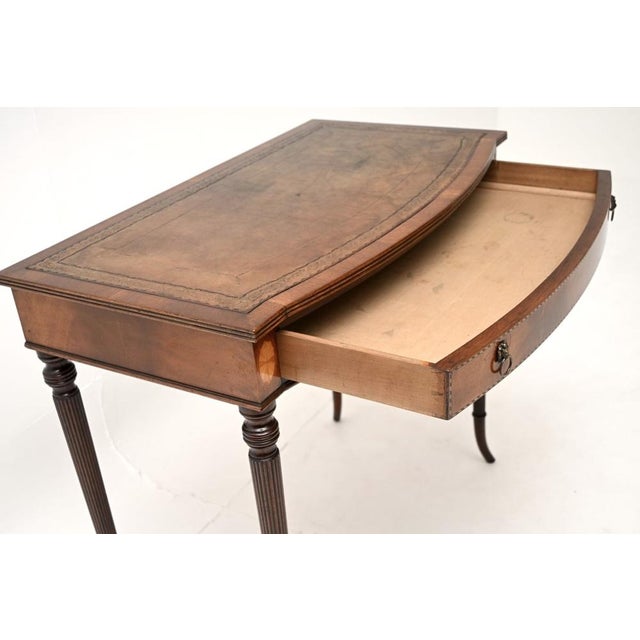 Vintage Inlaid Leather Top Desk, 1920 For Sale - Image 10 of 11