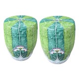 Contemporary Bok Choy Motif Famille Verte Porcelain Garden Stools, a Pair Jingdezhen Origin For Sale