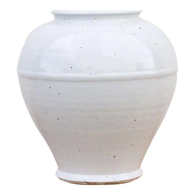 Tall Glazed White Baluster Jar For Sale