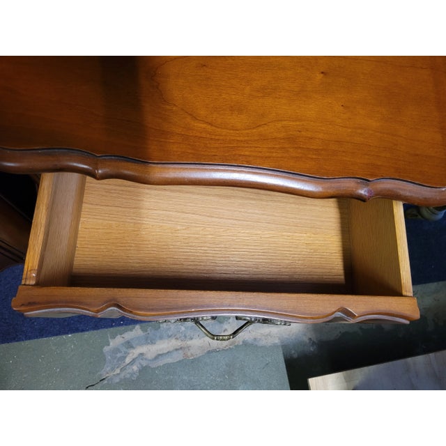 Cinnamon Fine Pair of French 3 Drawer Cherry Wood Nightstands For Sale - Image 8 of 11