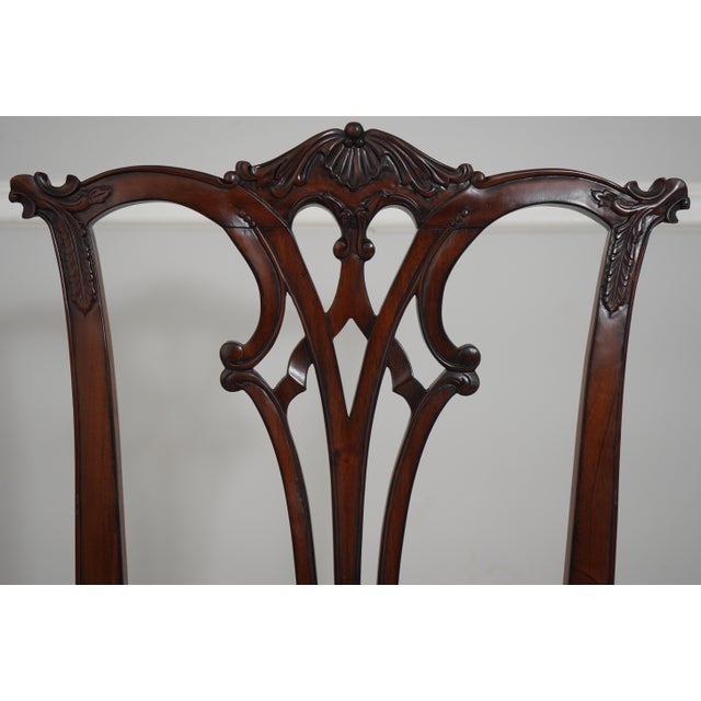 1990s Set of 8 Henredon Chippendale Mahogany Dining Room Chairs For Sale - Image 5 of 18
