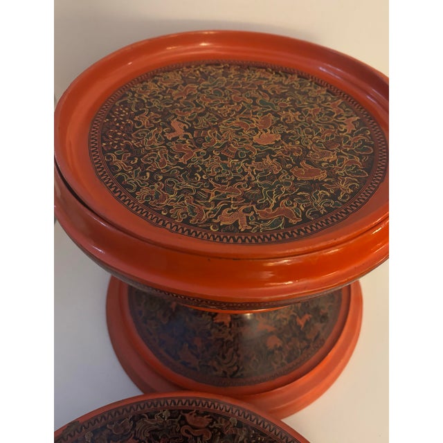 Antique Burmese Hsun-Ok Buddhist Offering Vessel With Hand-Incised Yun Lacquer Decoration, Late 19th–Early 20th Century For Sale In New York - Image 6 of 12