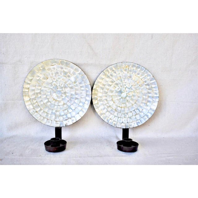 Vintage Mother Of Pearl Candle Sconces A Pair Chairish