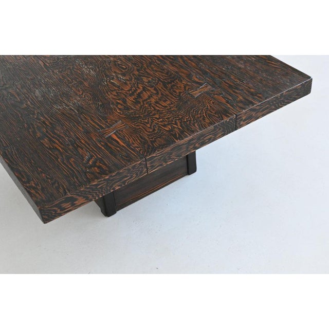 Brown Mid-Century Brutalist Square Coffee Table, France, 1970s For Sale - Image 8 of 18
