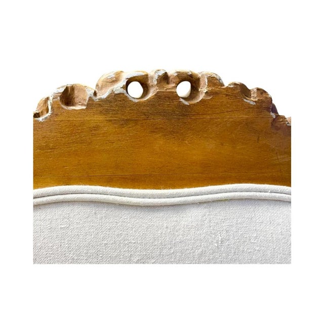 Off-white Louis XV-Style French Provincial Intricate Hand Carved Frame With Off White Upholstery For Sale - Image 8 of 9