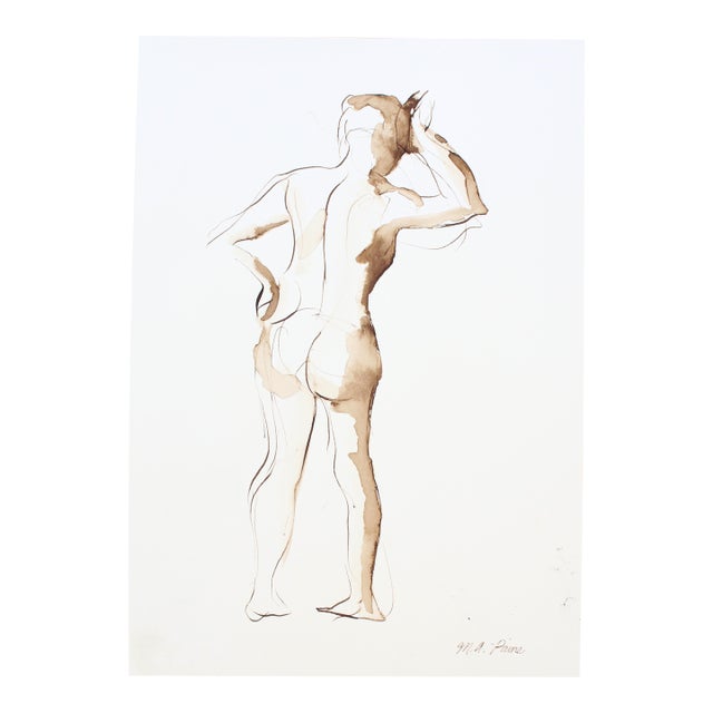 Original Female Nude Figurative Ink Drawing For Sale