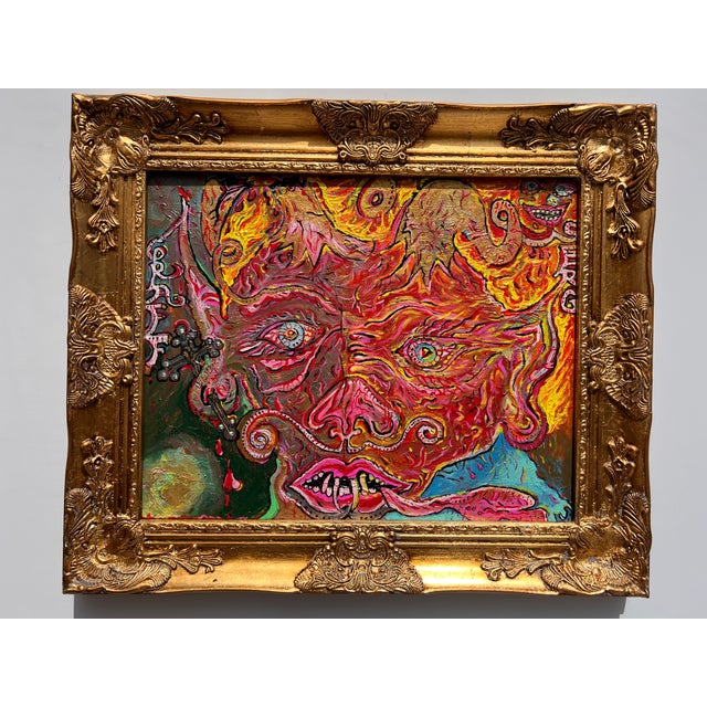 Red Original Abstract Painting on Canvas by Serg Graff, "Apocalypse" Coa, Framed For Sale - Image 8 of 15