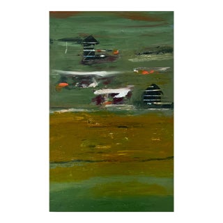 Two Houses, Oil on Wood For Sale