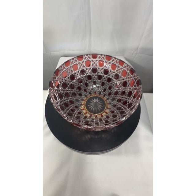 Late 20th Century Faberge Court Collection Ruby Red Overlay Crystal Bowl, Presentation Box and Certificate of Authentication For Sale - Image 5 of 9