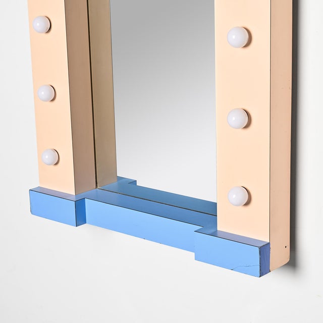Blue Wall-Mounted Polychrom Mirror, France, 1980 For Sale - Image 8 of 13