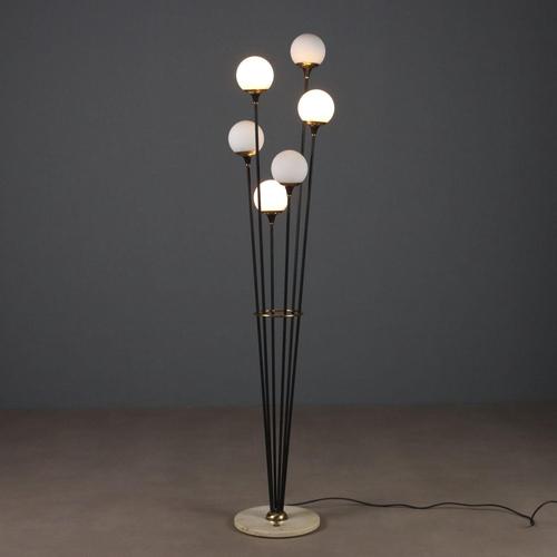 Vintage Floor Lamp in Marble and Brass, 1960s For Sale - Image 4 of 11