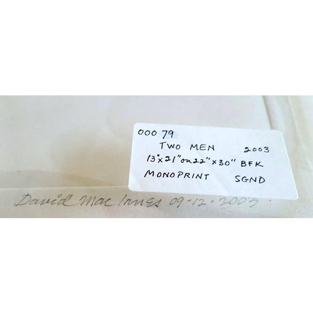 Signed Original Monoprint “Two Men” by David Mac Innes, 2003, Custom Framed For Sale - Image 9 of 10