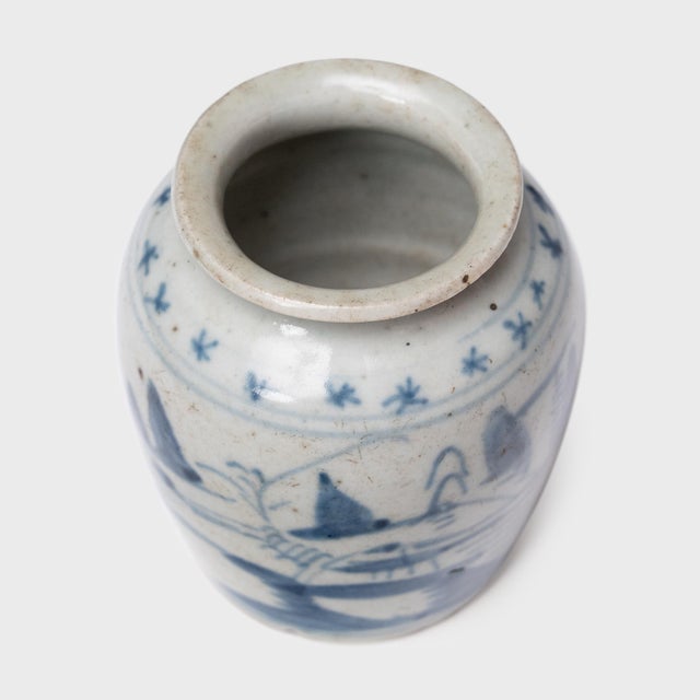 Chinese Chinese Petite Blue & White Apothecary Jar, C. 1900 For Sale - Image 3 of 5
