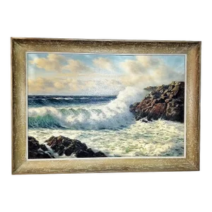1940s Original Oil on Canvas Breaking Waves Josef M Arentz