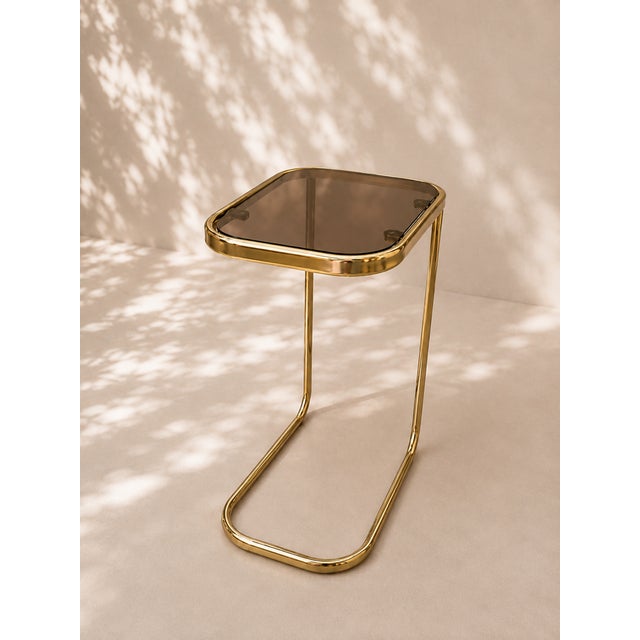 Modern Nesting Side Tables in Brass and Smoked Glass, 1970s, Set of 14 For Sale - Image 3 of 6
