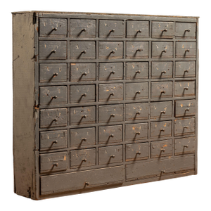 Early 20th Century Handmade Parts Cabinet in Gray