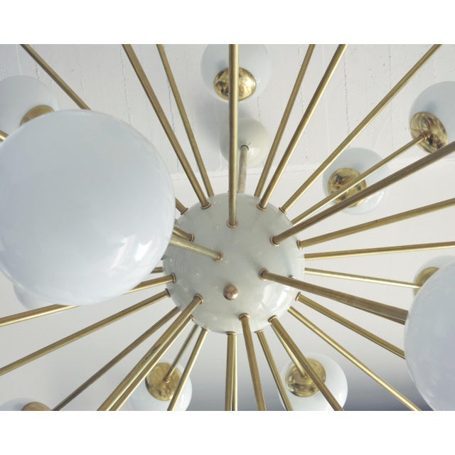 Not Yet Made - Made To Order 21st Century Nova Polished Brass Glossy White Murano Sputnik Chandelier by Fabio LTD For Sale - Image 5 of 6
