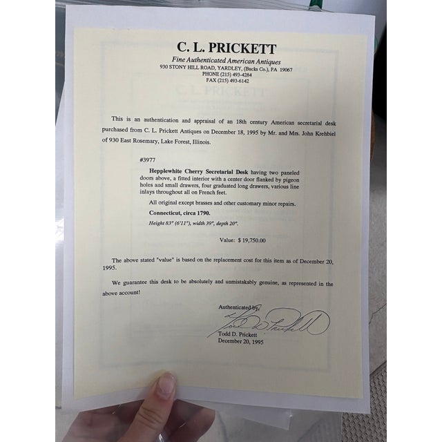 Wood Federal Period Bureau Cabinet / Desk, Cherrywood, Circa 1790 For Sale - Image 7 of 7