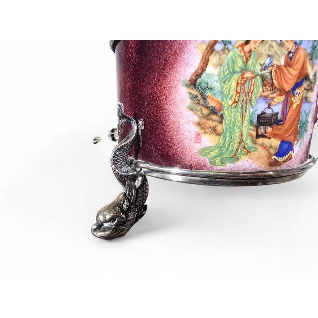 1940s Asian Silver and Enamel Lamps, 1940, Set of 2 For Sale - Image 5 of 10