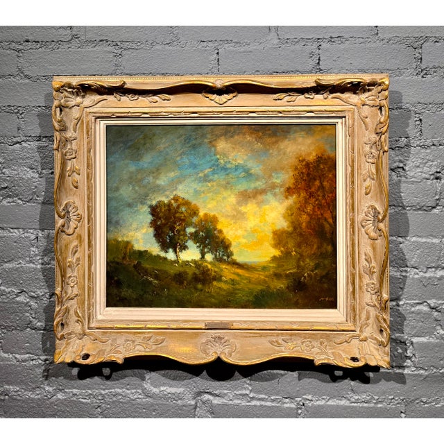 American Robert Crannell Minor–Landscape at Sunset–19th Century American Tonalist Oil Painting For Sale - Image 3 of 11