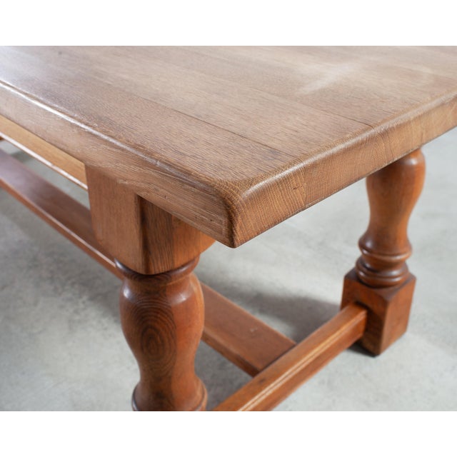 Wood Midcentury Country French Oak Farmhouse Dining Table 7 Ft For Sale - Image 7 of 15