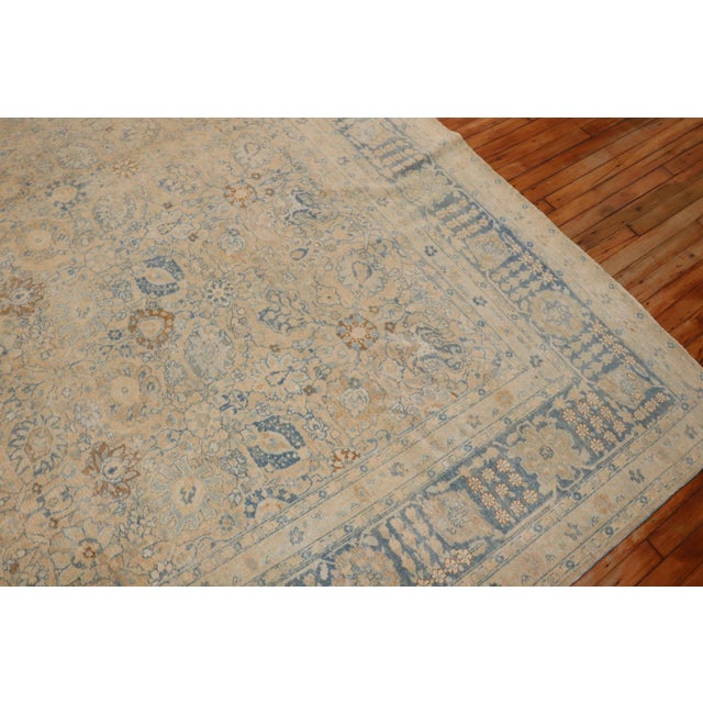 Blue Antique Persian Tabriz Large Room Size Rug For Sale - Image 8 of 18