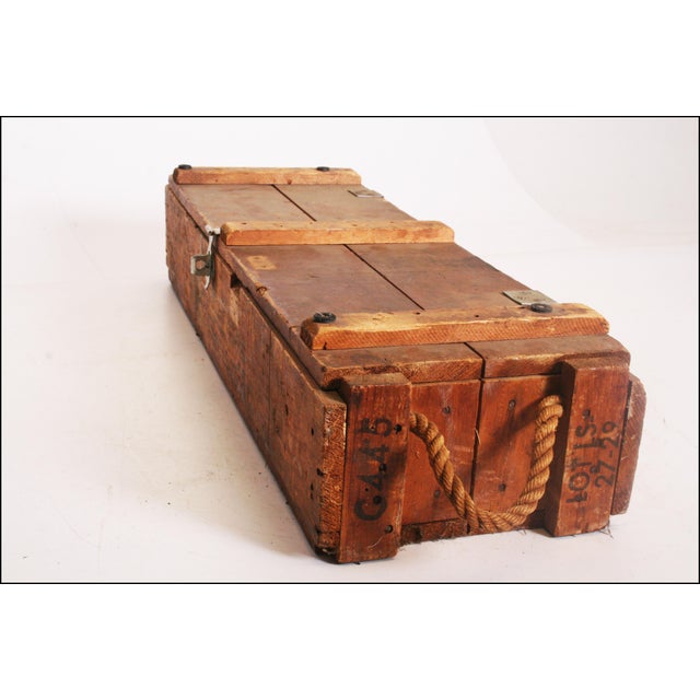 Vintage Industrial Military Wood Ammo Box with Rope Handles Chairish