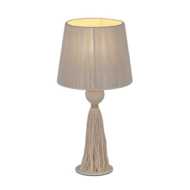 Samba White Cotton Tassel String Table Lamp For Sale - Image 4 of 7